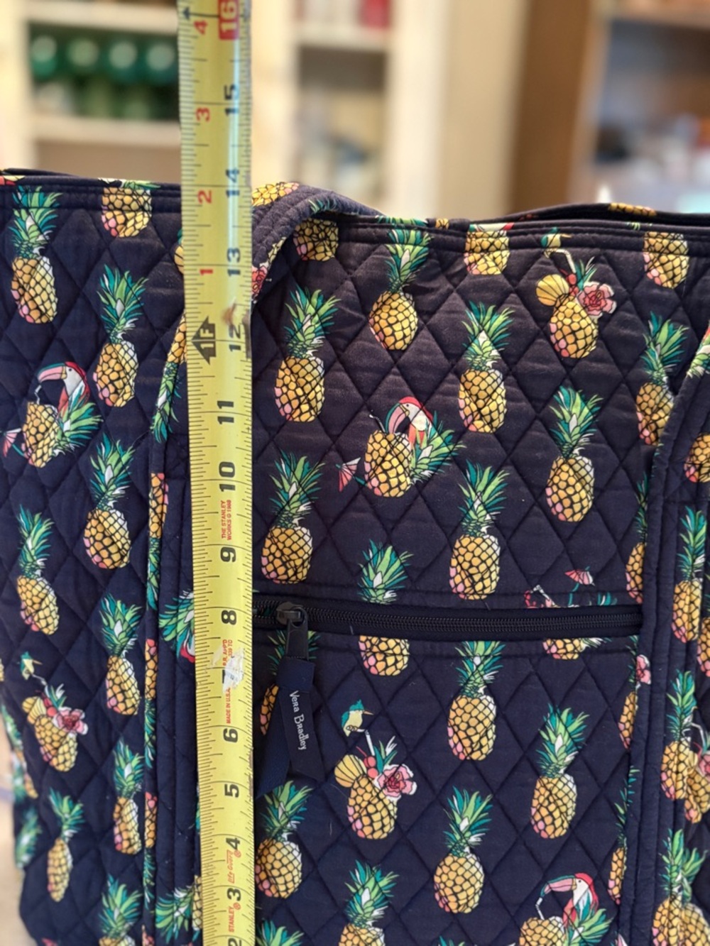 Women’s Vera Bradley Toucan Party Tote Bag Pineapple/Toucan Navy Blue - Picture 5 of 9